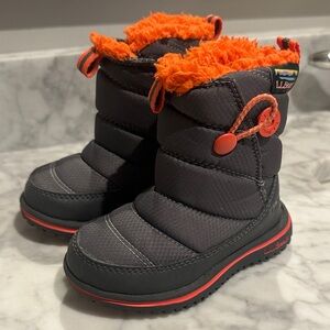 L.L. Bean Kids' Charcoal and Bright Orange Snow Boots